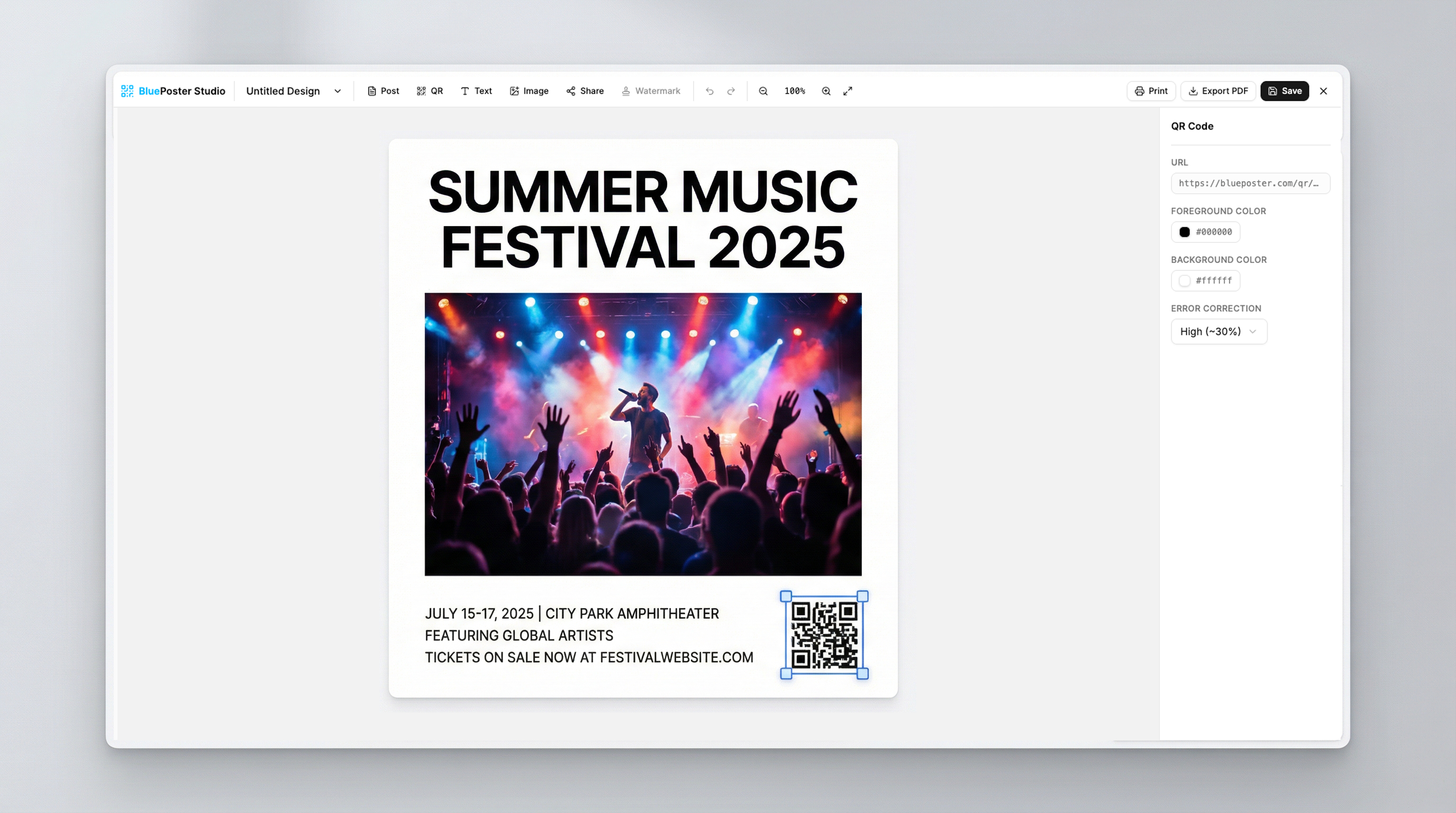 Poster Studio interface